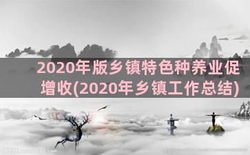 2020年版乡镇特色种养业促增收(2020年乡镇工作总结)