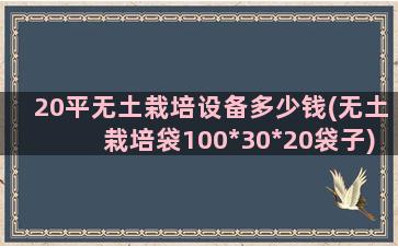 20平无土栽培设备多少钱(无土栽培袋100*30*20袋子)