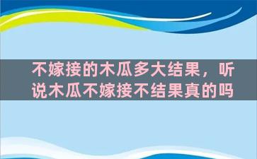 不嫁接的木瓜多大结果，听说木瓜不嫁接不结果真的吗