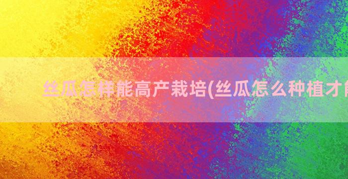 丝瓜怎样能高产栽培(丝瓜怎么种植才能高产)