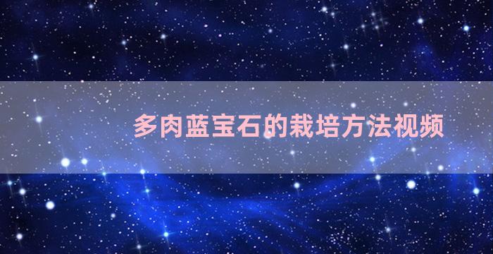 多肉蓝宝石的栽培方法视频