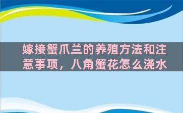 嫁接蟹爪兰的养殖方法和注意事项，八角蟹花怎么浇水