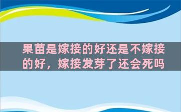 果苗是嫁接的好还是不嫁接的好，嫁接发芽了还会死吗