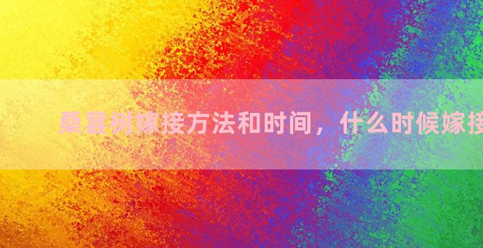 桑葚树嫁接方法和时间，什么时候嫁接桑葚wa