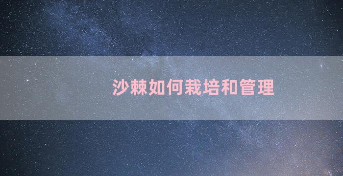 沙棘如何栽培和管理