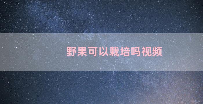 野果可以栽培吗视频